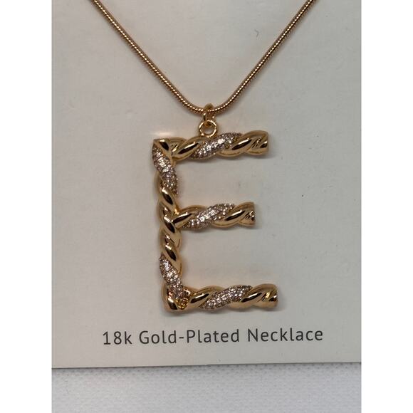 NEW ETTIKA ANTHROPOLOGY 18K Goldplated Twisted Crystal Initial Necklace E - Picture 3 of 6